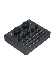 V8 Intelligent Volume Adjustable Audio Mixer Sound Card, Black