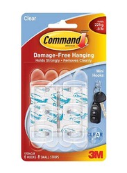 3M Command Small Hooks with Adhesive Strip Set, 14 Pieces, Clear