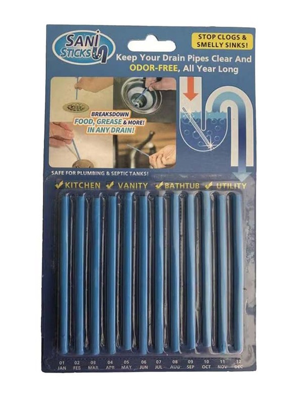 

Sani Sticks Drain Cleaner Sewer Cleaning Sticks, 3 Pieces, Blue