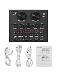 V8 Intelligent Volume Adjustable Audio Mixer Sound Card, Black