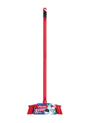 Vileda 3 Action Indoor Floor Broom with Stick, Red