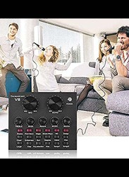 V8 Intelligent Volume Adjustable Audio Mixer Sound Card, Black