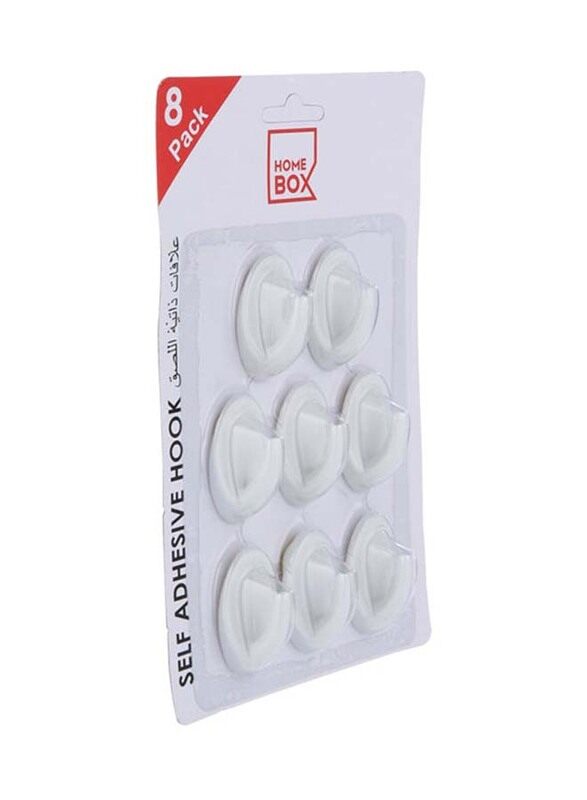 Homebox Self Adhesive Hook Set, 8 Pieces, White