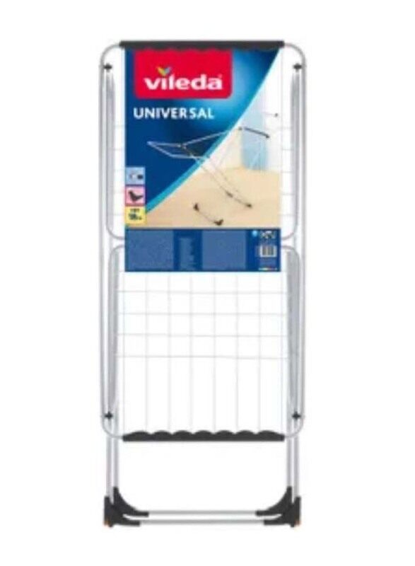 Vileda Universal Steel X-Leg Indoor Cloth Dryer, 180 x 55 x 93cm, White/Black