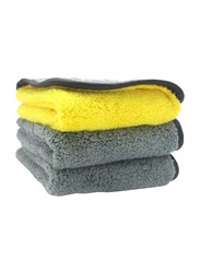 3-Piece Car Cleaning Towel Set, Yellow/Grey