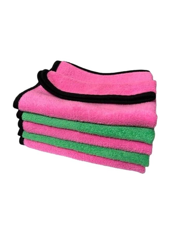 5-Piece Soft Microfiber Car Care Towel Cloth Set, Multicolour