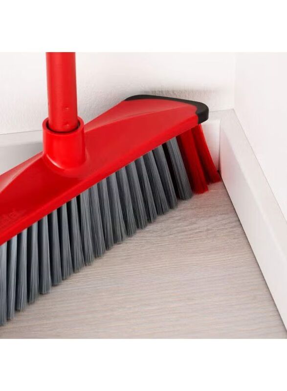 Vileda 3 Action Indoor Floor Broom with Stick, Red