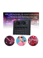 V8 Intelligent Volume Adjustable Audio Mixer Sound Card, Black