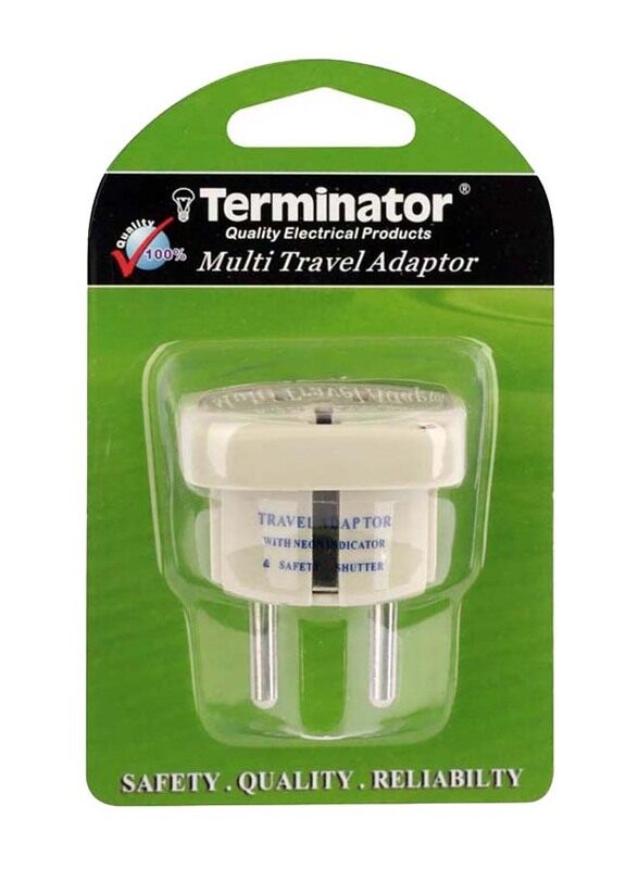 

Terminator Multi Plug Travel Adapter, White