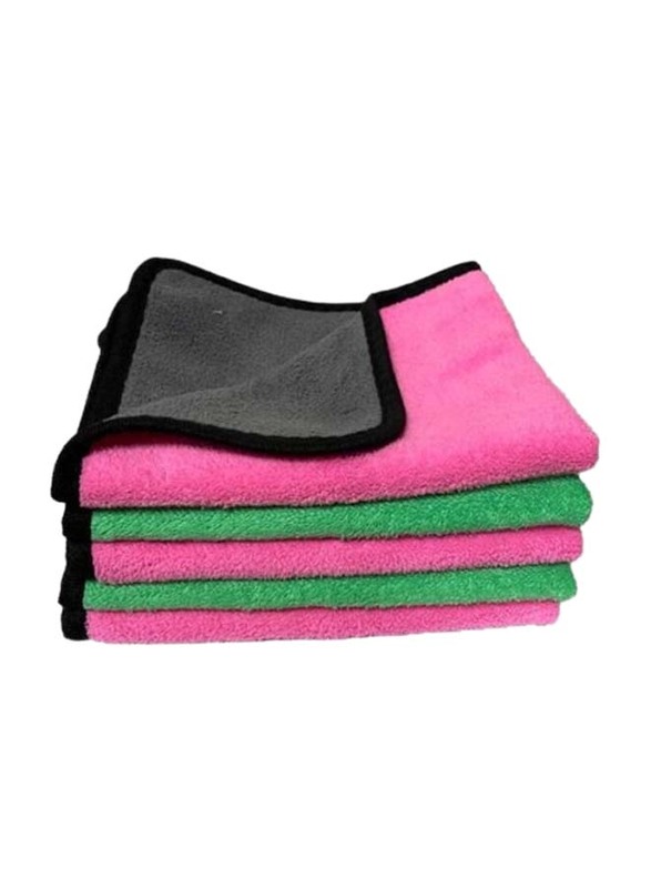 5-Piece Soft Microfiber Car Care Towel Cloth Set, Multicolour