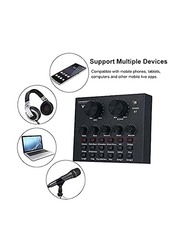 V8 Intelligent Volume Adjustable Audio Mixer Sound Card, Black