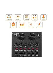 V8 Intelligent Volume Adjustable Audio Mixer Sound Card, Black