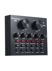 V8 Intelligent Volume Adjustable Audio Mixer Sound Card, Black