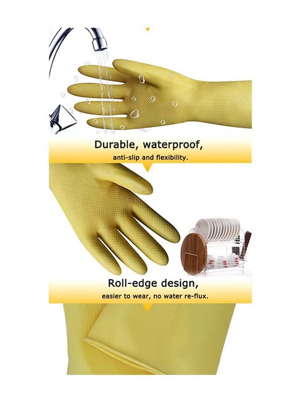 Household Long Sleeve Cleaning Glove Set, X-Large, Yellow