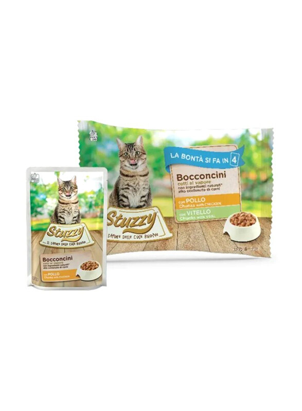 

Stuzzy Chicken & Veal Chunks Pouch Wet Cat Food, 4 x 85g