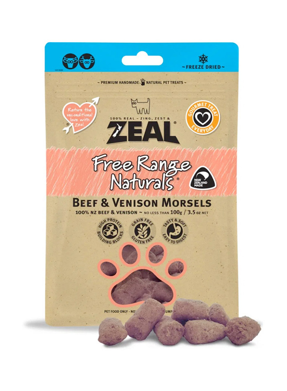 

Zeal Free Range Naturals Beef & Venison Morsels, 100g