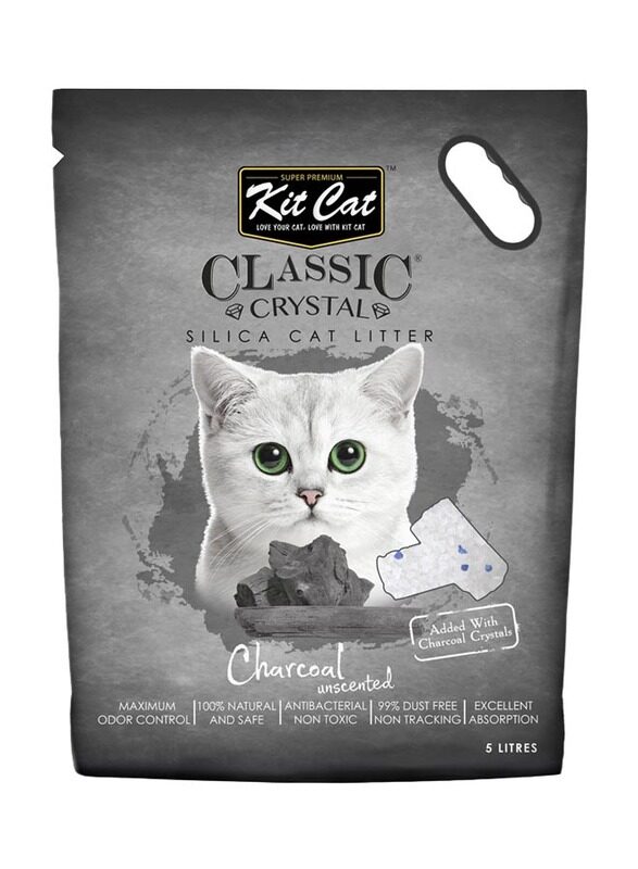 

Kit Cat Classic Crystal Charcoal Cat Litter, 5L, White