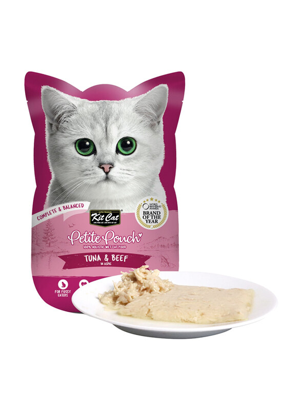 

KitCat Petite Pouch Complete & Balanced Tuna & Beef in Aspic Cat Wet Food, 70g