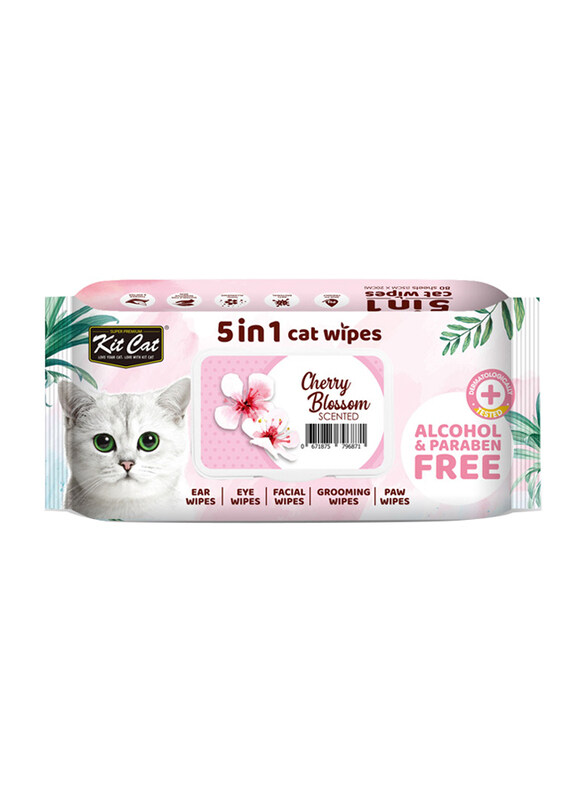

Kit Cat Cherry Blossom Wipes, 80 Sheets, Multicolour