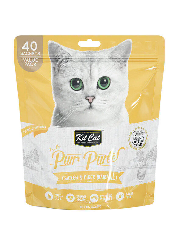 

Kit Cat Purr Puree Hairball Care Wet Cat Food with Chicken & Fiber, 40 x 15g