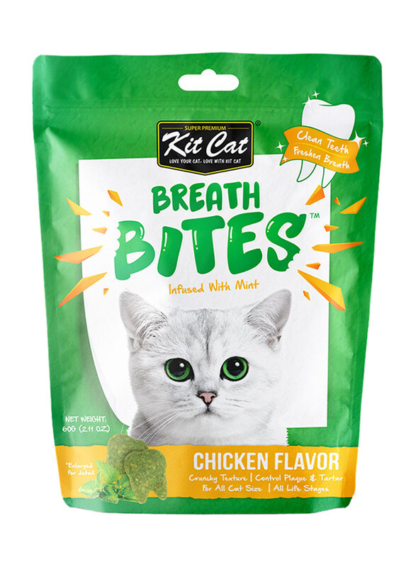 

Kit Cat Breath Bites Infused Mint Dry Cat Food with Chicken, 60g