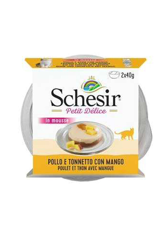 

Schesir Petit Delice Chicken, Tuna & Mango Bowl Wet Cat Food, 2 x 40g