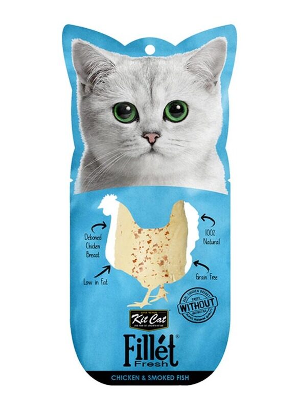 

Kit Cat Fillet Fresh Chicken & Smoked Fish Cat Wet Food, 30g