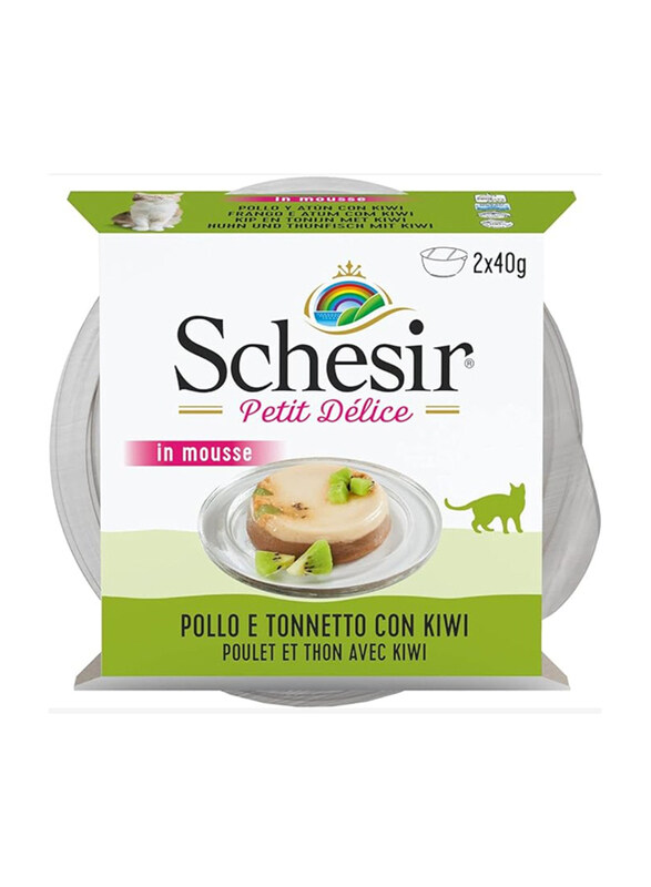 

Schesir Petit Delice Chicken, Tuna & Kiwi Bowl Wet Cat Food, 2 x 40g