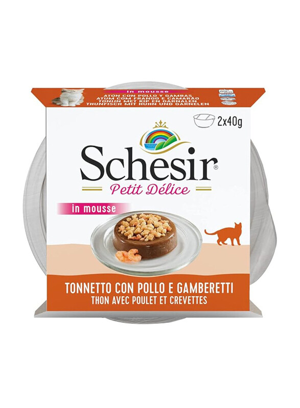 

Schesir Petit Delice Tuna & Chicken, Shrimps Bowl Wet Cat Food, 2 x 40g