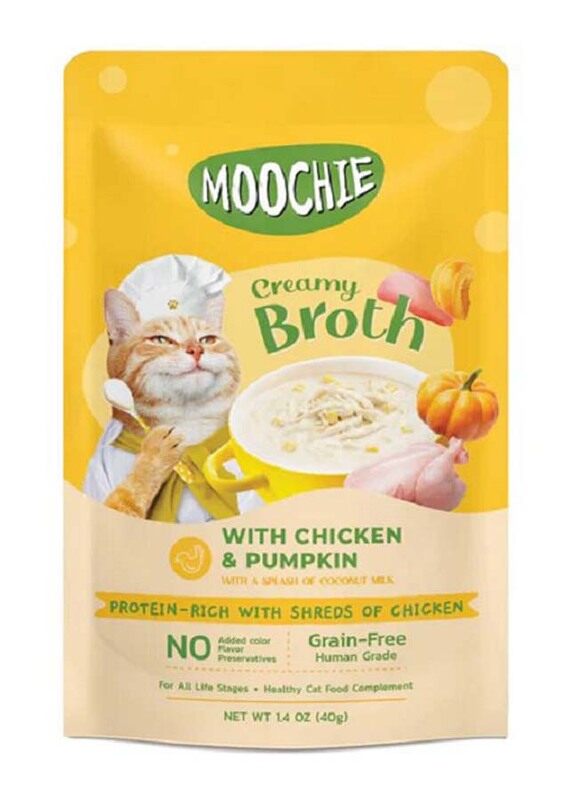 

Moochie Creamy Broth Chicken & Pumpkin Pouch Cat Wet Food, 40g