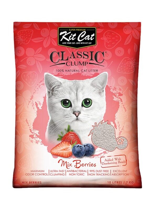 

Kit Cat Classic Clump Mix Berries Cat Litter, 10L, White
