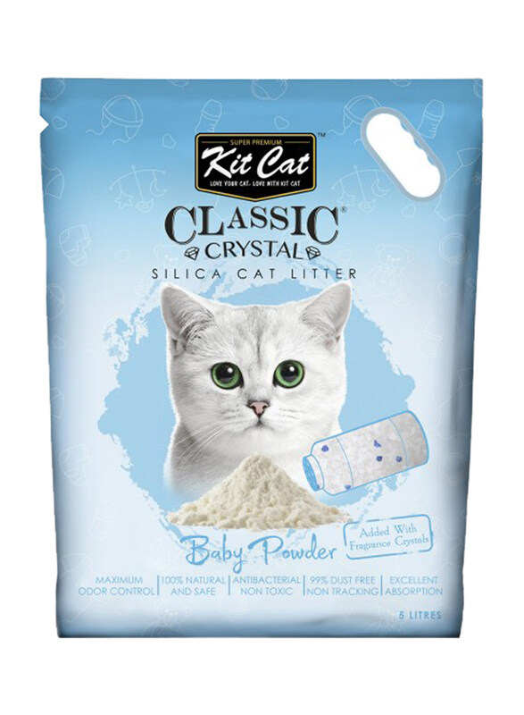 

Kit Cat Classic Crystal Baby Powder Cat Litter, 5 Litres, Blue