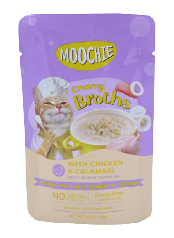 

Moochie Creamy Broth Chicken & Calamari Pouch Cat Wet Food, 40g