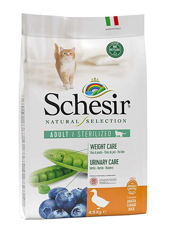 

Schesir Natural Selection Sterilized Duck Dry Cat Food, 4.5 Kg