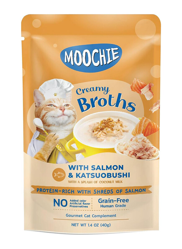 

Moochie Creamy Broth Salmon & Katsuobushi Pouch Cat Wet Food, 40g