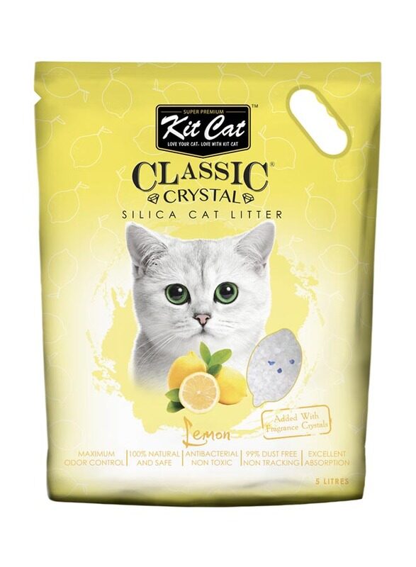 

Kit Cat Classic Crystal Lemon Cat Litter, 5L, White