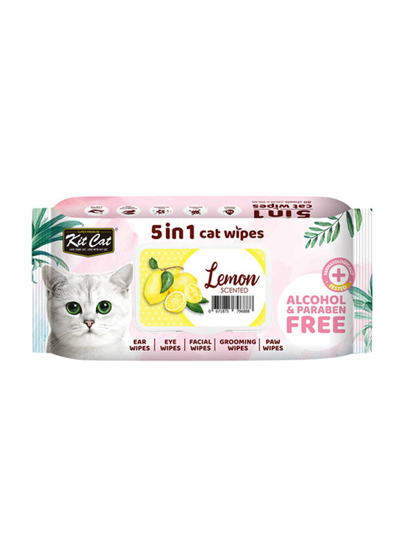 

Kit Cat Lemon Wipes, 80 Sheets, Multicolour