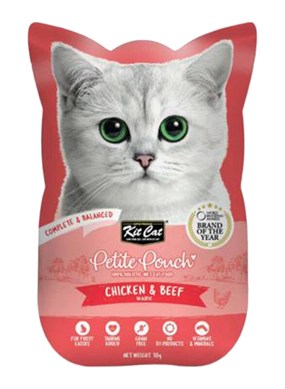 

KitCat Petit Pouch Complete Chicken And Beef Cat Wet Food, 70g