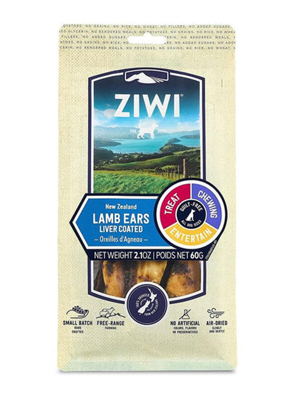 

Ziwi Peak Liver Coated Lamb Ears Oral Chew Dog Dental Treats Dry Food, 60g