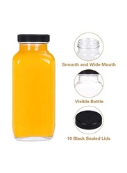 350ml 8-Piece Set Round Bottle with Plastic Screw Cap for Juice & Oil, FOSBLSH0155, Transparent