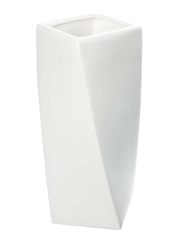 Twist Style Ceramic Vase, 17x12x12cm, White