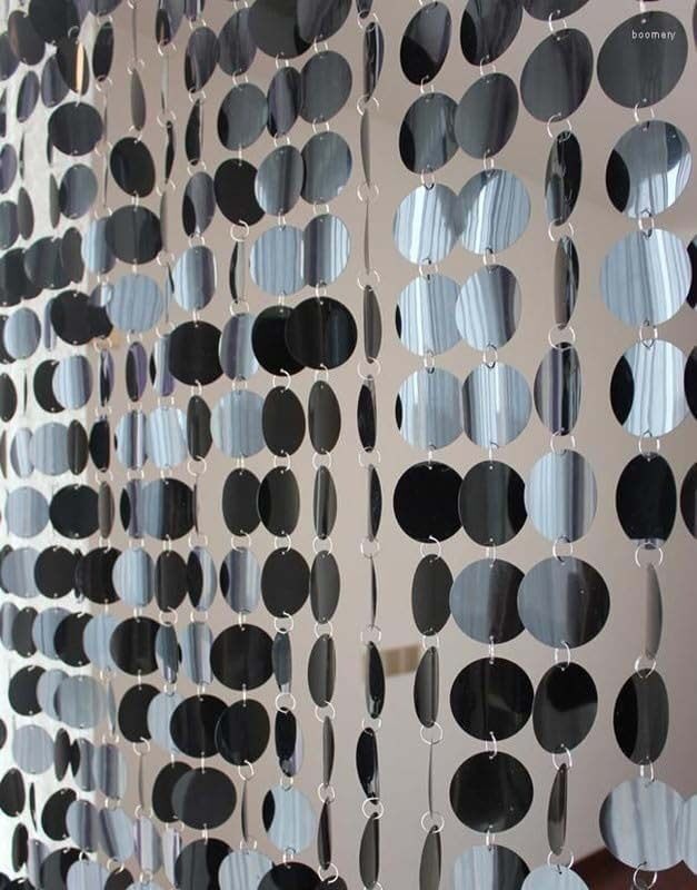 Circle Garlands Holographic Design Hanging Dots Streamer Backdrop, 24 Pieces, Silver