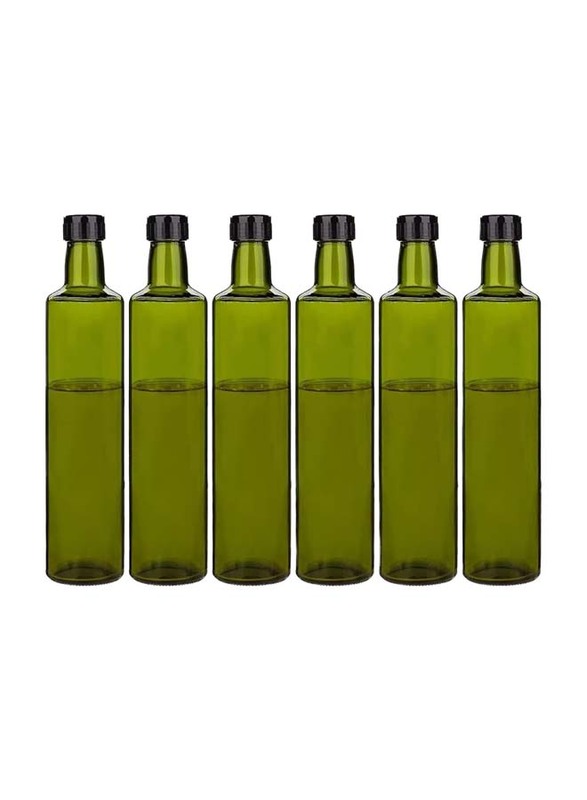 750ml 6-Piece Round Glass Bottle for Oils with Pouring Lid, FOSBLSH0322, Green