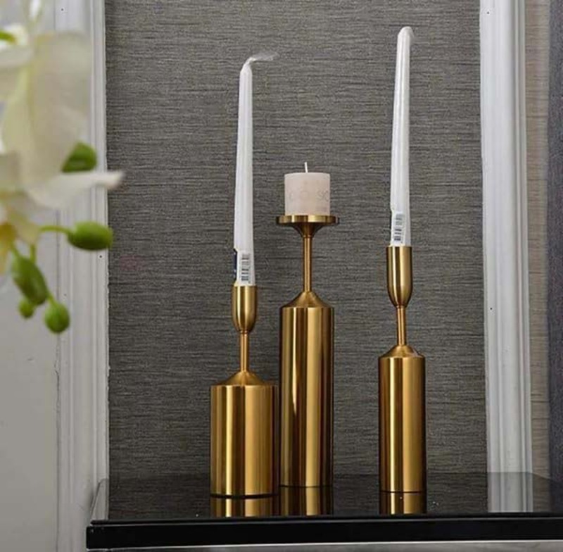 Royal Style Candle Holder Set, 6 Piece, Gold