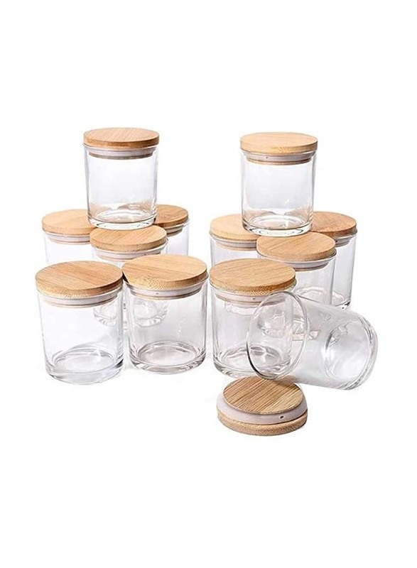 Clear Glass Jar with Wood Lid, 12 x 160ml, Transparent