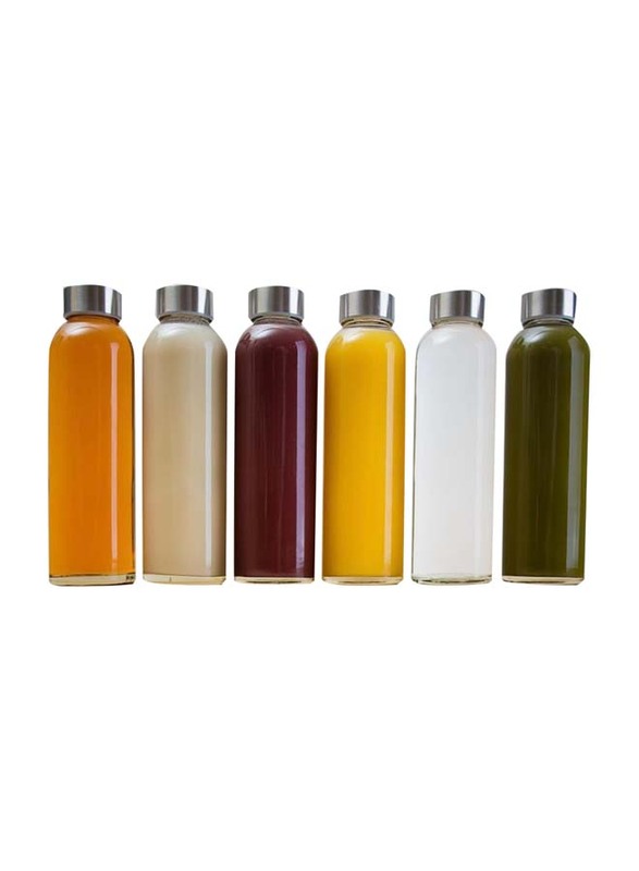 750ml 6-Piece Set Clear Glass Bottle with Metal Cap for Juices & Drinks, FOSBLSH0171, Transparent