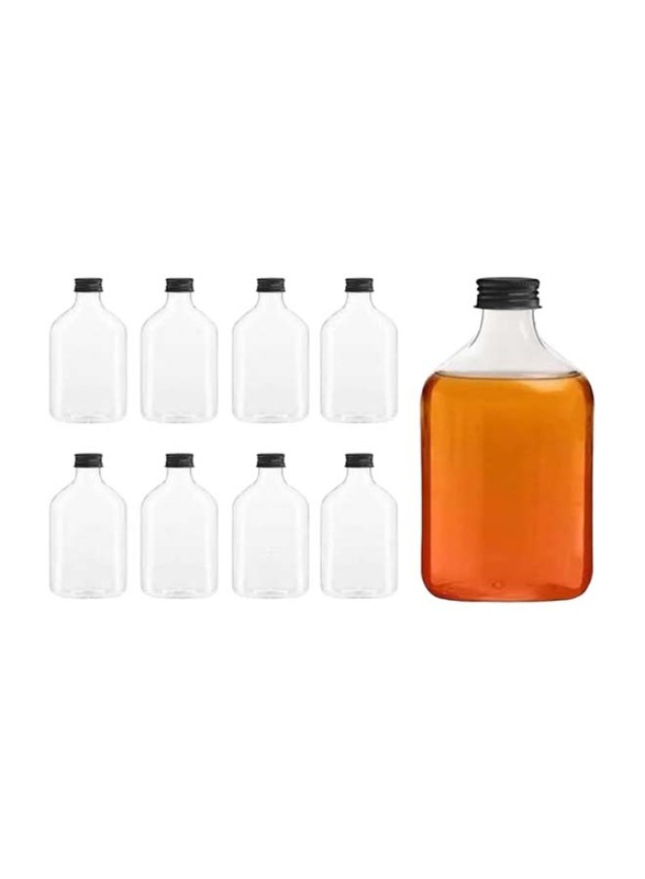 50ml 12-Piece Glass Flask Pressed with Black Screw Cap, FOSBLSH0152, Transparent