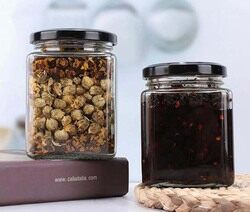 Square Clear Glass Jar with Metal Lid, 12 x 270ml, Transparent