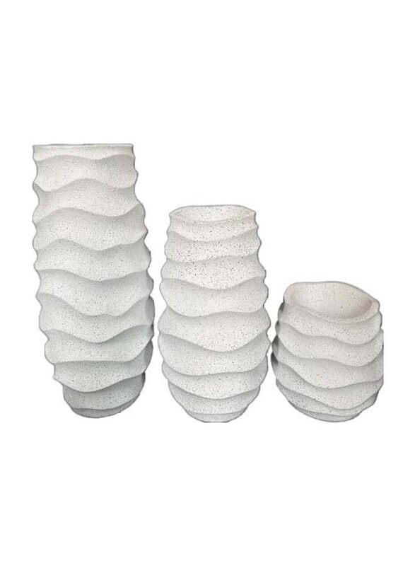 

Generic Fiber Vase with Frosted Texture and Tint of Darker Dots, Size: Big, Medium and Small, 39 x 39 x 120cm, 3 Pieces, White