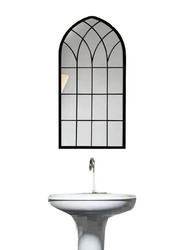 Unique Design Window Shape Wall Mirror, 50 x 50 x 110cm, Black